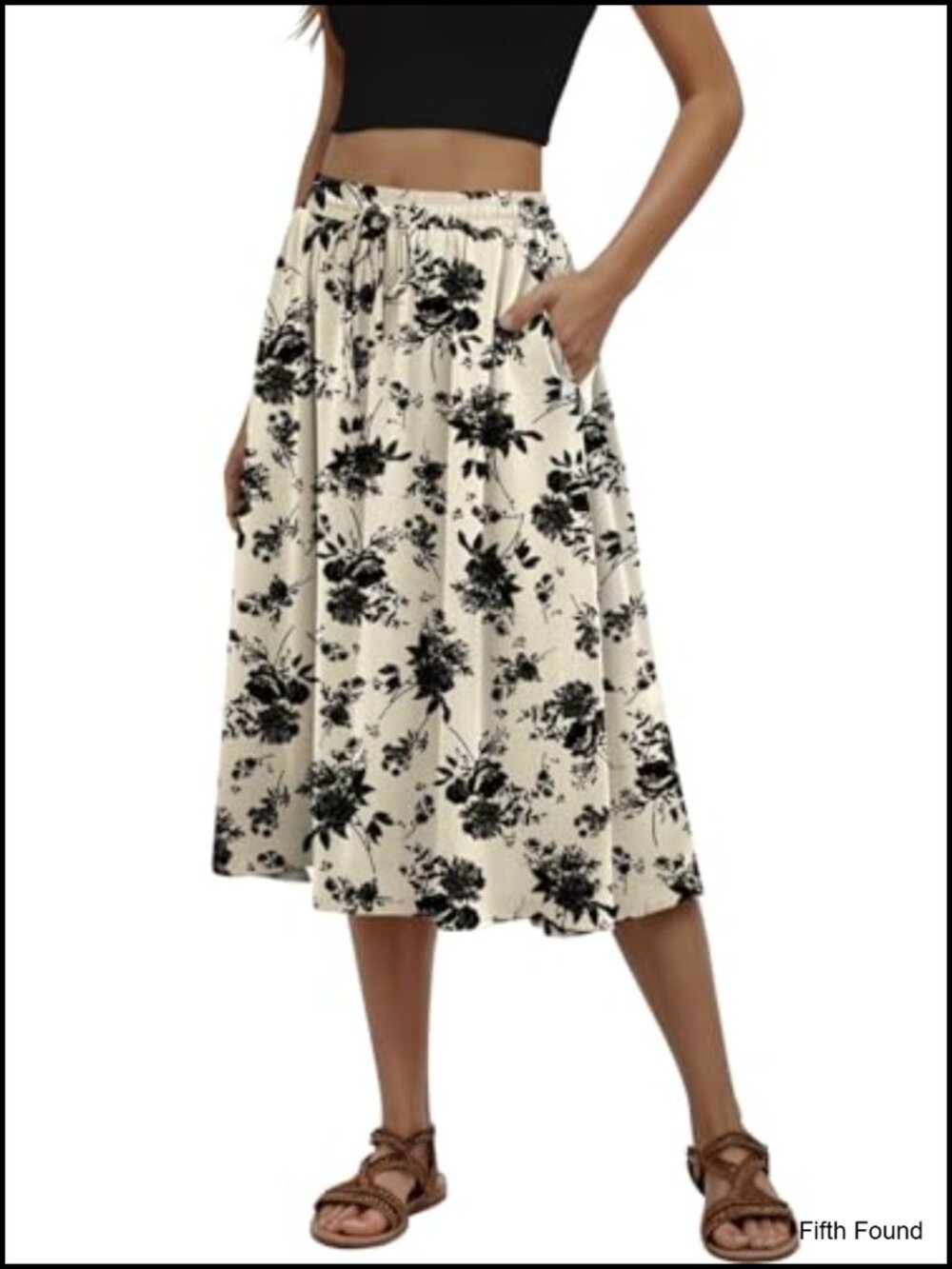 Women's Midi Skirt Pleated Flowy with Pockets Summer S-3XL